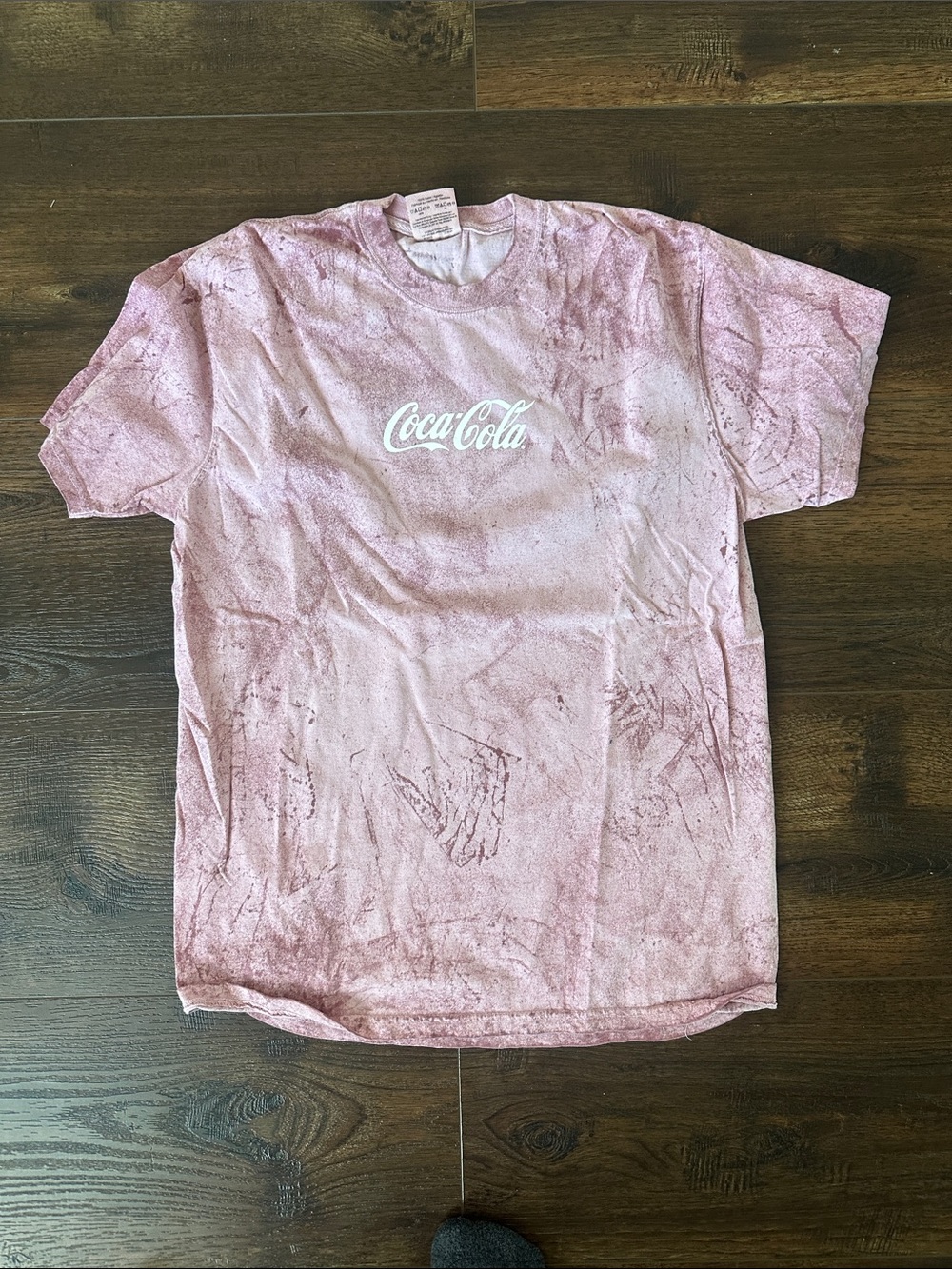 Coca Cola Pink Tie-Dye Crewneck Tee with White Logo